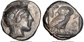 ATTICA. Athens. Ca. 440-404 BC. AR tetradrachm (25mm, 17.17 gm, 4h). NGC Choice AU 5/5 - 5/5. Mid-mass coinage issue. Head of Athena right, wearing cr...