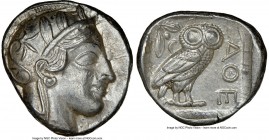 ATTICA. Athens. Ca. 440-404 BC. AR tetradrachm (25mm, 17.20 gm, 4h). NGC Choice AU 5/5 - 4/5. Mid-mass coinage issue. Head of Athena right, wearing cr...