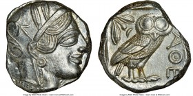 ATTICA. Athens. Ca. 440-404 BC. AR tetradrachm (23mm, 17.22 gm, 2h). NGC Choice AU 4/5 - 4/5. Mid-mass coinage issue. Head of Athena right, wearing cr...