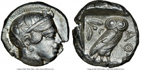 ATTICA. Athens. Ca. 440-404 BC. AR tetradrachm (24mm, 17.06 gm, 11h). NGC Choice AU 4/5 - 4/5. Mid-mass coinage issue. Head of Athena right, wearing c...