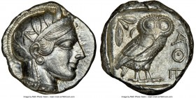 ATTICA. Athens. Ca. 440-404 BC. AR tetradrachm (24mm, 17.19 gm, 4h). NGC Choice AU 4/5 - 4/5. Mid-mass coinage issue. Head of Athena right, wearing cr...