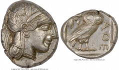 ATTICA. Athens. Ca. 440-404 BC. AR tetradrachm (24mm, 17.20 gm, 2h). NGC Choice AU 4/5 - 4/5. Mid-mass coinage issue. Head of Athena right, wearing cr...