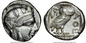 ATTICA. Athens. Ca. 440-404 BC. AR tetradrachm (24mm, 17.18 gm, 9h). NGC Choice AU 3/5 - 4/5. Mid-mass coinage issue. Head of Athena right, wearing cr...
