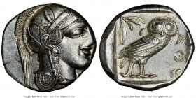 ATTICA. Athens. Ca. 440-404 BC. AR tetradrachm (25mm, 17.17 gm, 1h). NGC Choice AU 3/5 - 4/5. Mid-mass coinage issue. Head of Athena right, wearing cr...
