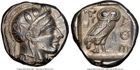 ATTICA. Athens. Ca. 440-404 BC. AR tetradrachm (23mm, 17.15 gm, 2h). NGC AU 5/5 - 4/5. Mid-mass coinage issue. Head of Athena right, wearing crested A...