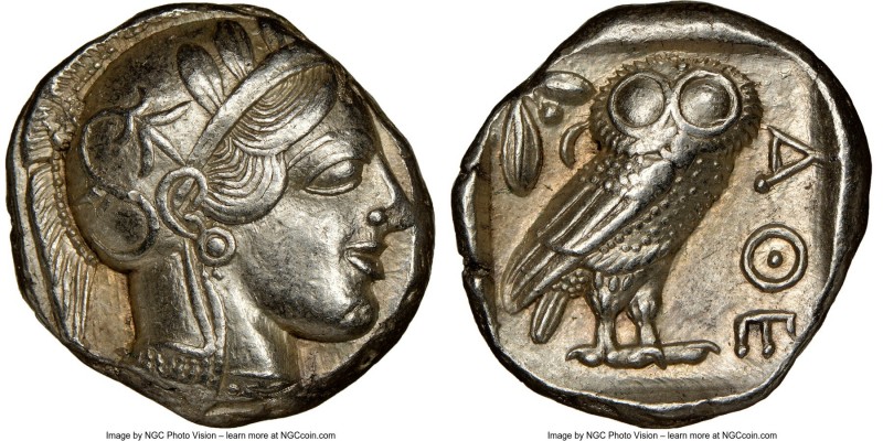 ATTICA. Athens. Ca. 440-404 BC. AR tetradrachm (24mm, 17.19 gm, 7h). NGC AU 5/5 ...