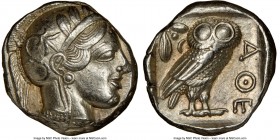 ATTICA. Athens. Ca. 440-404 BC. AR tetradrachm (24mm, 17.19 gm, 7h). NGC AU 5/5 - 4/5, brushed. Mid-mass coinage issue. Head of Athena right, wearing ...