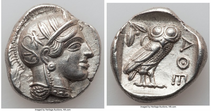 ATTICA. Athens. Ca. 440-404 BC. AR tetradrachm (26mm, 17.17 gm, 9h). XF. Mid-mas...