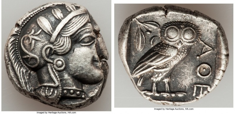ATTICA. Athens. Ca. 440-404 BC. AR tetradrachm (24mm, 17.20 gm, 9h). XF. Mid-mas...