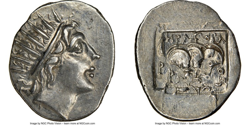 CARIAN ISLANDS. Rhodes. Ca. 88-84 BC. AR drachm (17mm, 12h). NGC Choice AU. Plin...