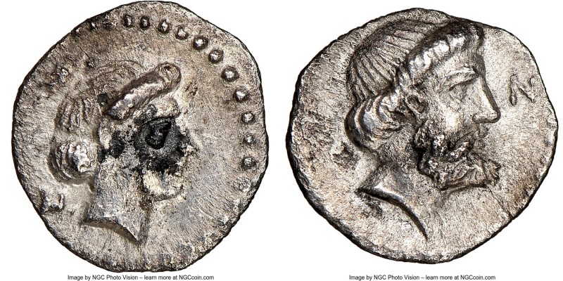CILICIA. Nagidus. Ca. 410-360 BC. AR obol (10mm, 9h). NGC XF. N, head of Aphrodi...