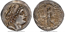 SELEUCID KINGDOM. Antiochus VII (138-129 BC). AR Tetradrachm (28mm, 11h). NGC Choice AU. Posthumous issue of Cappadocian Kingdom, under Ariarathes VII...