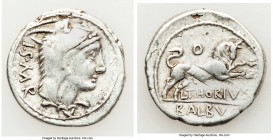 L. Thorius Balbus (ca. 105 BC). AR denarius (21mm, 3.90 gm, 4h). About VF, adjustment mark. Rome. I•S•M•R, head of Juno Sospita right, clad in goat-sk...