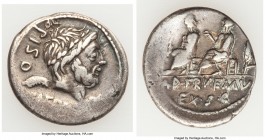 L. Calpurnius Piso Caesoninus and Q. Servilius Caepio (ca. 100 BC). AR denarius (20mm, 3.86 gm, 9h). Choice Fine. Rome. PISO•CAEPIO•Q, laureate head o...