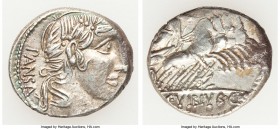 C. Vibius C. f. Pansa (ca. 90 BC). AR denarius (18mm, 3.91 gm, 7h). XF. Rome. PANSA, laureate head of Apollo right with flowing hair; uncertain symbol...