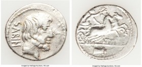 L. Titurius L.f. Sabinus (ca. 89 BC). AR denarius (19mm, 3.54 gm, 7h). Fine. Rome. SABIN, bearded head of King Tatius right / L•TITVRI, Victory gallop...