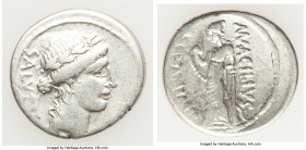 Mn. Acilius Glabrio (ca. 49 BC) AR denarius (19mm, 3.69 gm, 7h). Choice Fine. Rome. SALVTIS (upward), laureate head of Salus right, wearing cruciform ...