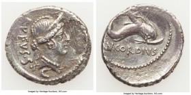 Mn. Cordius Rufus (ca. 46 BC). AR denarius (19mm, 3.67 gm, 6h). VF, cleaning scratches. Rome. RVFVS•S•C, head of Venus right, wearing stephane, pendan...