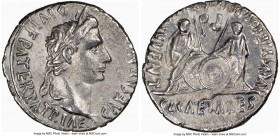Augustus (27 BC-AD 14). AR denarius (19mm, 3.33 gm, 6h). NGC Choice XF 4/5 - 2/5. Lugdunum, 2 BC-AD 4. CAESAR AVGVSTVS-DIVI F PATER PATRIAE, laureate ...