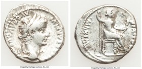 Tiberius (AD 14-37). AR denarius (19mm, 3.62 gm, 12h). Fine. Lugdunum, ca. AD 15-18. TI CAESAR DIVI-AVG F AVGVSTVS, laureate head of Tiberius right / ...