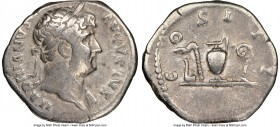 Hadrian (AD 117-138). AR denarius (19mm, 6h). NGC Choice Fine. HADRIANVS-AVGVSTVS, laureate head of Hadrian right, slight drapery on left shoulder / C...