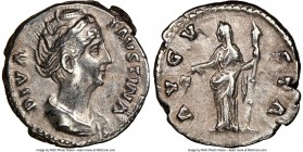 Diva Faustina Senior (AD 138-140/1). AR denarius (18mm, 7h). NGC XF. Rome, AD 141-161. DIVA-FAVSTINA, draped bust of Diva Faustina Senior right, seen ...