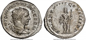 Caracalla (AD 198-217). AR antoninianus (23mm, 4.85 gm, 12h). NGC Choice AU 5/5 - 4/5. Rome, AD 215. ANTONINVS PIVS AVG GERM, radiate, draped bust of ...
