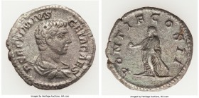 Geta (AD 209-211). AR denarius (20mm, 3.66 gm, 7h). VF. Rome, early AD 209. P SEPTIMIVS GETA CAES, bare headed, draped bust of Geta right, seen from b...