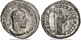 Macrinus (AD 217-218). AR denarius (20mm, 4h). NGC Choice XF. Rome, AD 217. IMP C M OPEL SEV MACRINVS AVG, laureate, cuirassed bust of Macrinus right,...