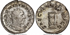 Philip I (AD 244-249). AR antoninianus (22mm, 12h). NGC AU. Rome, Millennium Issue, AD 248. IMP PHILIPPVS AVG, radiate, draped and cuirassed bust of P...