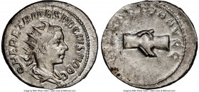 Herennius Etruscus (AD 251). AR antoninianus (23mm, 4.37 gm, 6h). NGC Choice AU 3/5 - 4/5, marks. Rome, AD 250-251. Q HER ETR MES DECIVS NOB C, radiat...