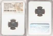 Constantine I the Great (AD 307-337). AE3 or BI nummus (19mm, 2.62 gm, 5h). NGC MS 5/5 - 3/5. Trier, 1st officina, AD 322-323. CONSTAN-TINVS AVG, helm...