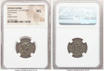 Constantine I the Great (AD 307-337). AE3 or BI nummus (20mm, 12h). NGC MS. Trier, 2nd officina, AD 322-323. CONSTAN-TINVS AVG, helmeted, cuirassed bu...