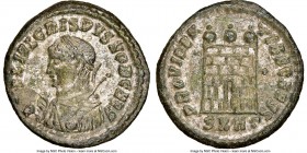 Crispus (AD 316-326). AE3 or BI nummus (19mm, 3.47 gm, 11h). NGC AU 5/5 - 2/5, Silvering. Heraclea, 3rd officina, ca. AD 318-320. D N FL IVL CRISPVS N...