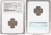 Constantine II (AD 337-340). AE3 or BI nummus (19mm, 3.60 gm, 6h). NGC MS 5/5 - 5/5, Silvering. Lugdunum, 1st officina, AD 323. CONSTANTINVS IVN NOB C...