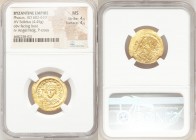 Phocas (AD 602-610). AV solidus (21mm, 4.45 gm, 7h). NGC MS 4/5 - 4/5. Constantinople, 3rd officina, AD 607-609. d N FOCAS-PЄRP AVG, crowned, draped a...