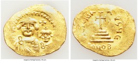 Heraclius (AD 610-641) and Heraclius Constantine. AV solidus (24mm, 4.42 gm, 6h). VF, flan flaw. Constantinople, 5th officina, ca. AD 616-625. dd NN h...