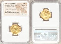 Constans II Pogonatus (AD 641-668). AV solidus (21mm, 4.43 gm, 6h). NGC MS 4/5 - 4/5. Constantinople, 10th officina. d N CONStAN-tINЧS PP AV, bust of ...