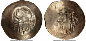 John II Comnenus (AD 1118-1143). EL aspron trachy (32mm, 3.76 gm, 6h). NGC MS 4/5 - 4/5. Constantinople. IC-XC (barred), Christ seated facing on backl...