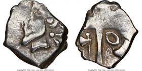 ANCIENT LOTS. Celtic. Southern Gaul. Volcae Tectosages. Ca. 200-118 BC. Lot of five (5) AR drachms. NGC Fine. Male head left, two dolphins to left / C...