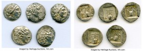 ANCIENT LOTS. Greek. Lycian League. Ca. 48-20 BC. Lot of five (5) AR hemidrachms. VF-XF. Includes: Five (5) AR hemidrachms - Laureate head of Apollo r...