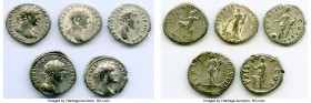ANCIENT LOTS. Roman Imperial. Lot of five (5) AR denarii. About Fine-VF. Includes: AR denarii (5), various rulers. Total five (5) coins in lot. SOLD A...