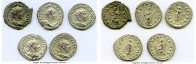 ANCIENT LOTS. Roman Imperial. AD mid-3rd century. Lot of five (5) AR antoniniani. XF-Choice XF. Includes: AR antoniniani (5), various emperors and emp...