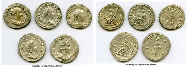 ANCIENT LOTS. Roman Imperial. AD mid-3rd century. Lot of five (5) AR antoniniani...