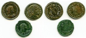 ANCIENT LOTS. Roman Imperial. AD 4th century. Lot of three (3) AE3 or BI nummi. XF. Includes: Various emperors with different types. Total three (3) c...