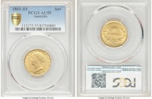 Victoria gold Sovereign 1861-SYDNEY AU55 PCGS, Sydney mint, KM4. AGW 0.2353 oz. 

HID09801242017

© 2020 Heritage Auctions | All Rights Reserved