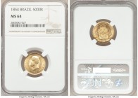 Pedro II gold 5000 Reis 1854 MS64 NGC, Rio de Janeiro mint, KM470. First year of type. AGW 0.1322 oz. 

HID09801242017

© 2020 Heritage Auctions |...