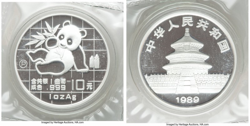 People's Republic 3-Piece Lot of silver Proof Panda 10 Yuan 1989-P, KM-A221. Eac...