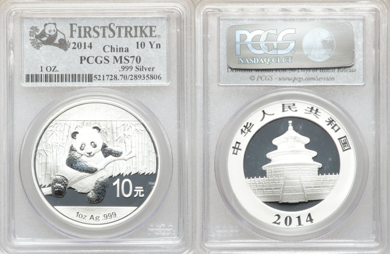 People's Republic 5-Piece Lot of Certified silver "First Strike" Panda 10 Yuan (...