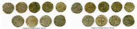 Principality of Antioch 9-Piece Lot of Uncertified Bohemond Era "Helmet" Deniers ND (1163-1201) VF, Average size 17.8mm. Average weight 0.85gm. Sold a...